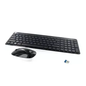 Клавиатура HP 802450-051 Мышь в комплекте Офисная RF Беспроводная AZERTY Французская Черная Белая