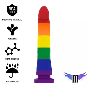 Силиконовый фаллоимитатор Mythology Devon Pride Dildo L — безопасный влагозащищённый реалистичный, фиолетовый