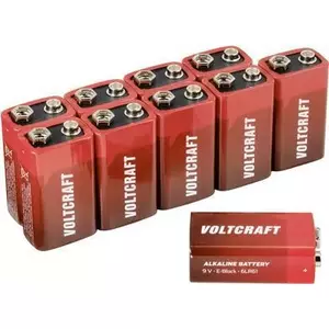 Block battery Voltcraft VC-12629385 9V 550mAh Alkali-Manganese, pack of 10