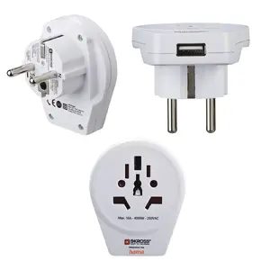 USB Power Plug Adapter Hama World to Europe 2.4 A Universal White