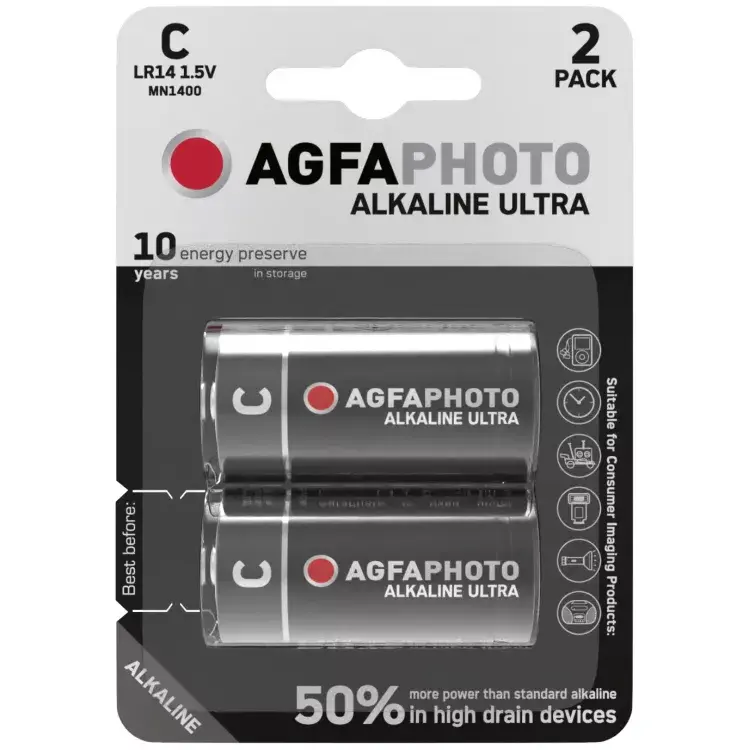 AGFA щелочная батарейка C 1,5 В (2 шт.) Photo 2