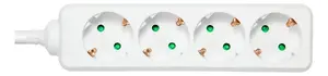 DELTACO GT-0400 Power Extension Strip 1.5 m 4 Type F AC Outlets White Child Protected