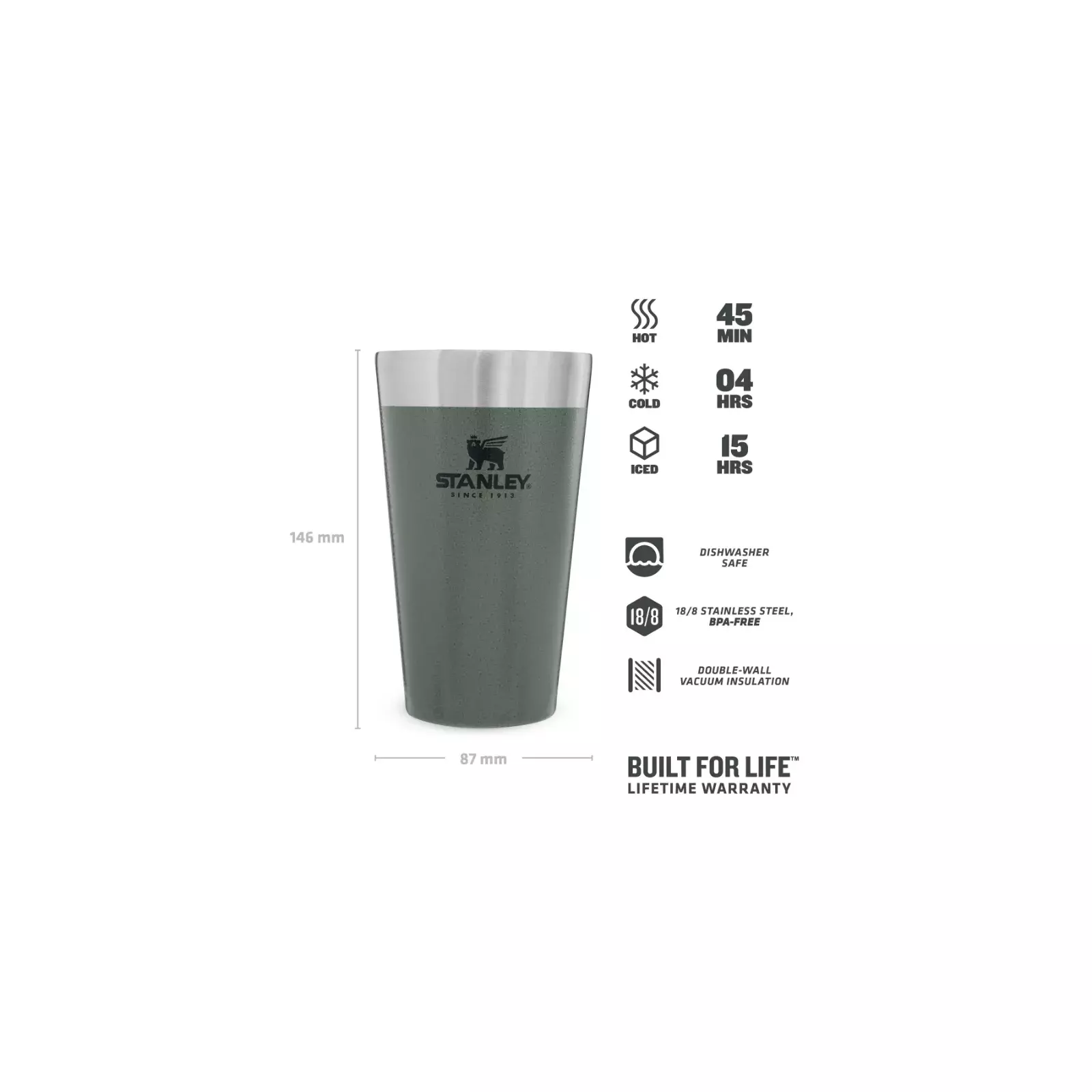 STANLEY New Logo Stacking Vacuum Pint 0.47L Cool Insulation Beer Tumbler