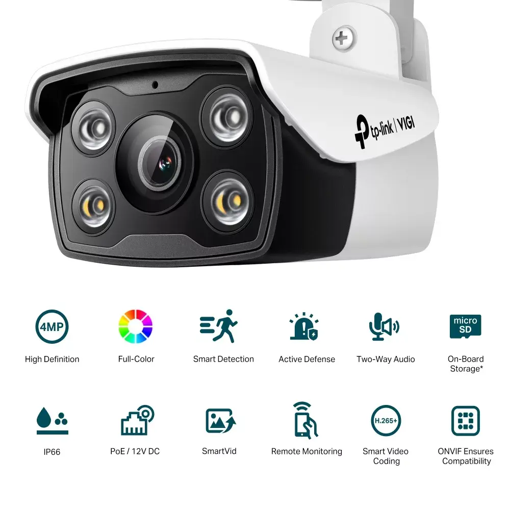 IP drošības kamera TP-Link VIGI 4MP Outdoor Full-Color Bullet Network Camera Photo 2
