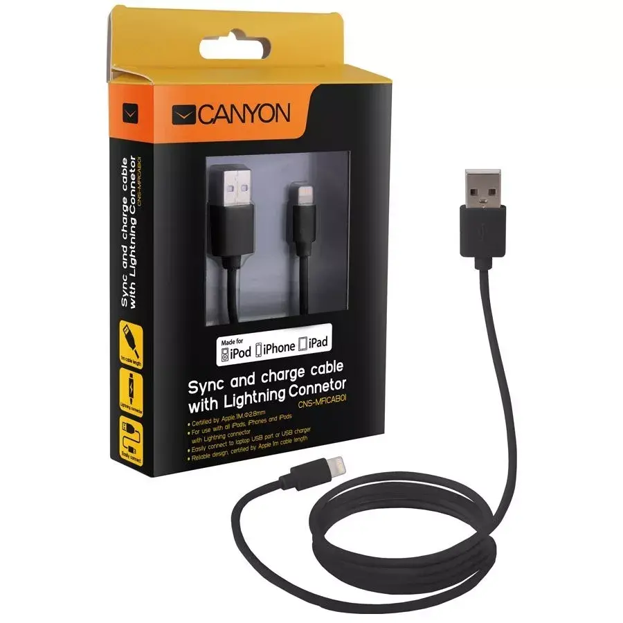 Кабель Lightning USB A Canyon CNS-MFICAB01 Photo 2