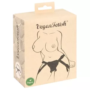 Adjustable Strap-On Harness Vegan Fetish S–L with three rings (Ø 4 / 4.5 cm) polyurethane, padded front
