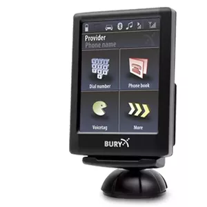 Auto komplekts Bury CC 9056 — bezvadu hands-free ierīce, TFT 2.8" displejs, izmēri 152×55×29 mm, melns