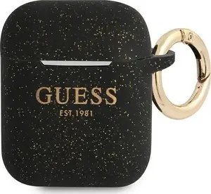 Silicone Glitter AirPods cover by GUESS, model GUA2SGGEK, black (compatible with Apple AirPods case)