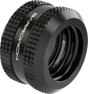 Barrow Hardtube Fitting 16 mm G1/4" — straight black compression fitting for 16mm rigid tubing