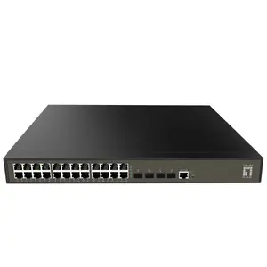 LevelOne GEL-2871 Managed L2+ Gigabit Ethernet Network Switch with 24 RJ-45 Ports, 1000 Gbit/s Switching Capacity, 1U Rack Mountable, Black