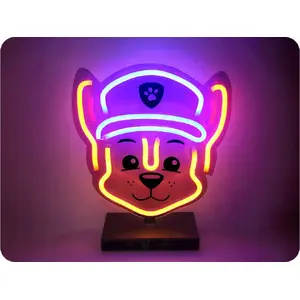 Galda lampa ZANUSSI PAW PATROL LED neona lampa uz statīva — bērnu naktslampiņa, Chase dizains