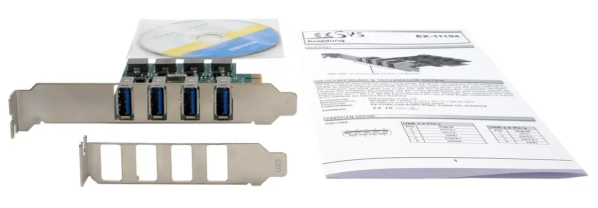 EXSYS 4-Port USB 3.2 Gen 1 PCIe karte Photo 4
