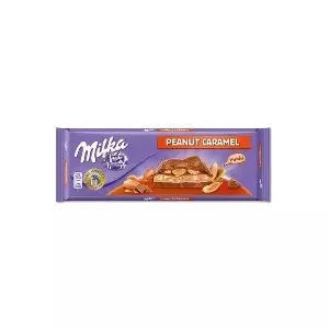 Шоколадный батончик Milka Peanut Caramel 276 г — молочный шоколад с арахисом и кусочками карамели
