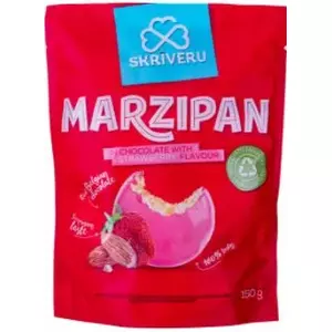Marzipan in chocolate with strawberry flavor, Skrīveru saldumi, 150 g