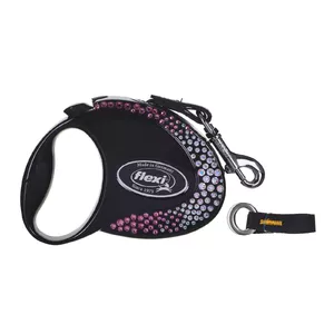 Retractable dog leash Flexi Glam Composition S, 3 m, black