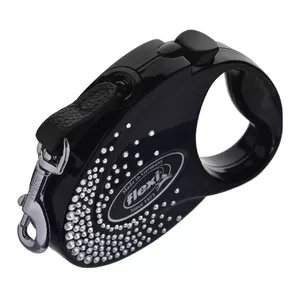 Retractable dog leash Flexi Glam Splash Crystal S — 3 m, black