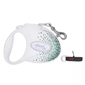 Retractable Dog Leash Flexi Glam Splash Leaf M 5 m White