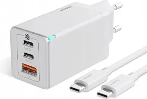 Сетевой зарядный устройство Baseus GaN5 Pro 65W — USB + 2×USB-C (QC3.0, PD3.0) с USB-C кабелем 1 м, белый