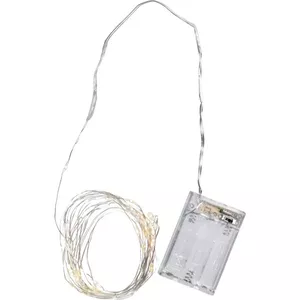 LED Nano stieple Star Trading sudraba, 4m, 40LED, IP20, NW, 3xAA, Ar taimeri