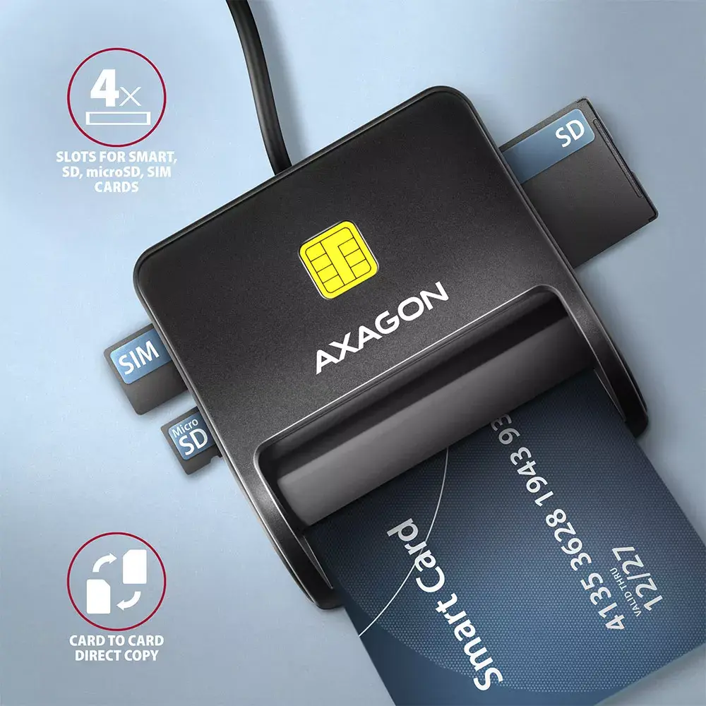 Axagon CRE-SM3SD USB Считыватель смарт-карт Photo 3