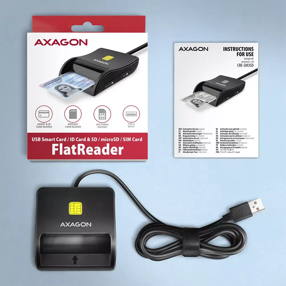 Axagon CRE-SM3SD USB Считыватель смарт-карт Photo 7