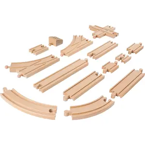 Rail set Eichhorn 100006405 — wooden railway track expansion set, large range of rails