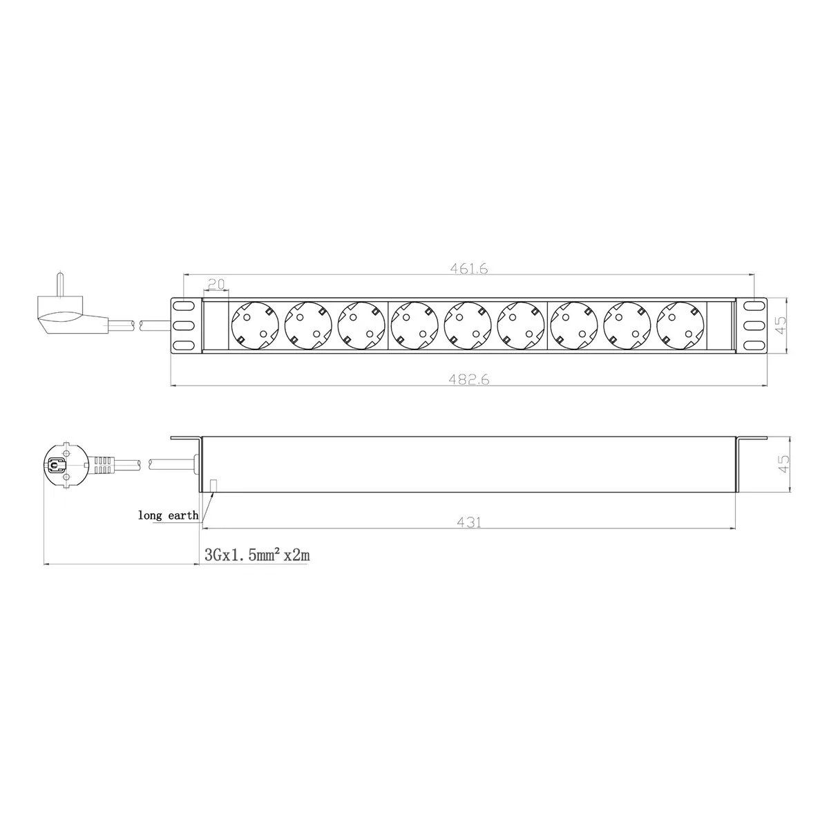 EFB Elektronik EK631DE.1 pagarinātājs 2 m, 9 kontaktligzdas Photo 2