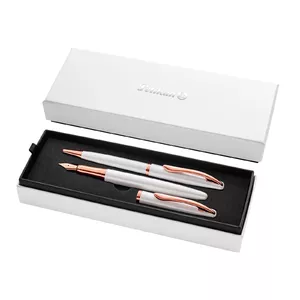 Šķidrās tintes pildspalva un Bumbiņas pildspalva Pelikan Jazz Noble Elegance Gold Pearl White