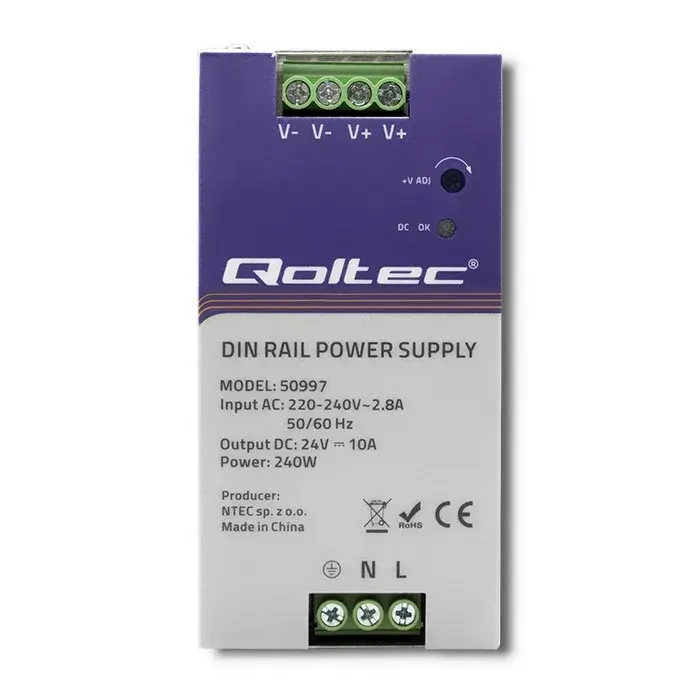 QOLTEC 50997 DIN-рейковый блок питания 24В 10А Photo 2