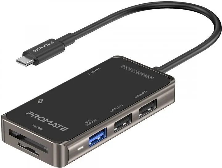 USB-C multimediju koncentrators Promate HUBPRIMEHUBLITE ar