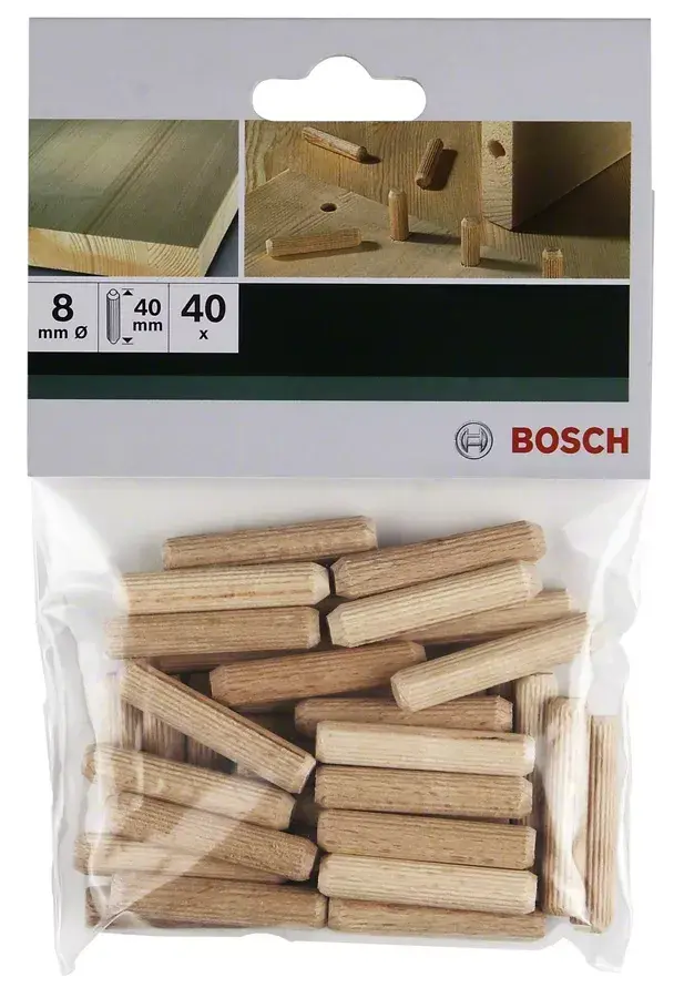 Bosch 2609255311 wooden round dowels 8 mm, 40 pcs Photo 2