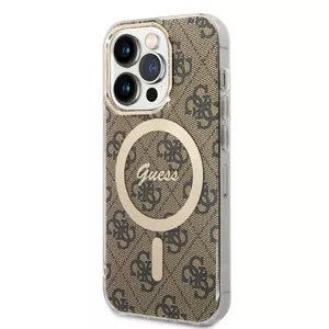 Чехол GUESS для iPhone 14 Pro 6.1" коричневый жесткий MagSafe (GUBPP14LH4EACSW)