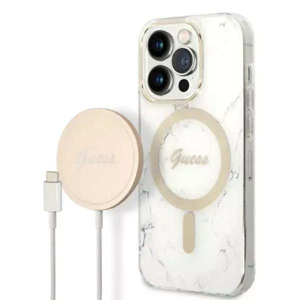 GUESS Marble MagSafe Case for iPhone 14 Pro 6.1 Photo 3