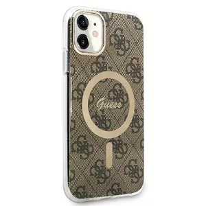 Жесткий чехол GUESS GUBPN61H4EACSW для iPhone 11 6.1" коричневый с поддержкой MagSafe