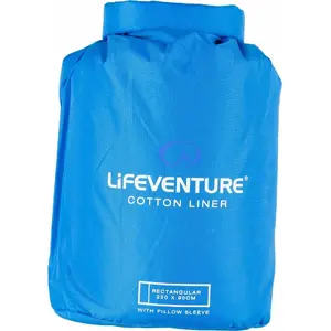 Вкладыш для спальника LIFEVENTURE Rectangular Blue LM65540 — прямоугольный хлопковый вставной слой