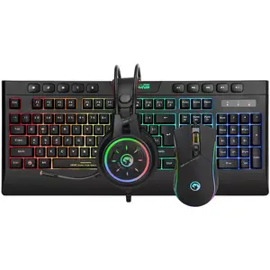 Klaviatūra un pele Marvo CM305 — pilna izmēra 100% USB QWERTY, membrāna, RGB apgaismojums, plaukstas balsts, kabelis 1,5 m, melna
