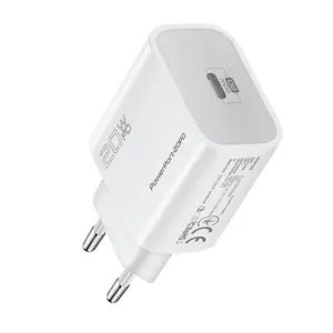 Сетевой адаптер Promate PowerPort-20PD Type‑C PD 20W, однопортовый USB‑C быстрый зарядник