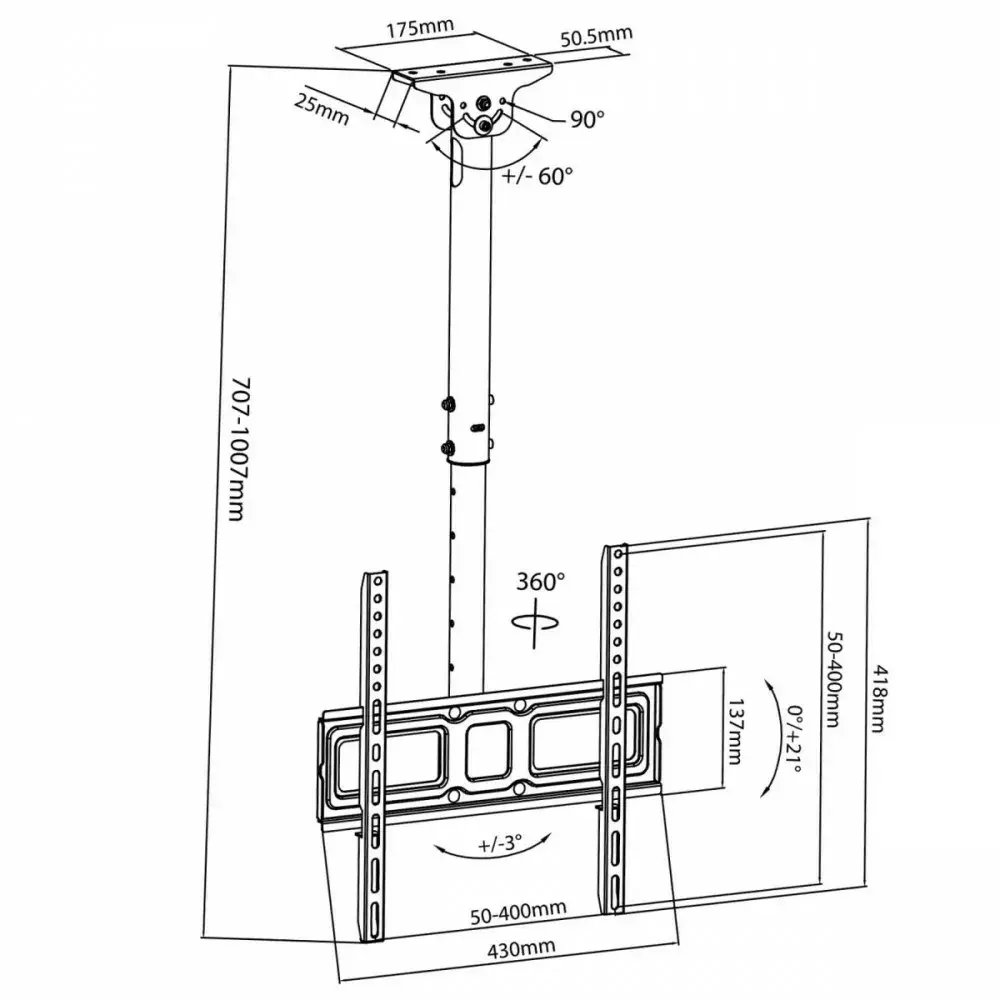 MACLEAN MC-943 Ceiling TV Bracket 32–55" Photo 7