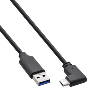 InLine USB 3.2 cable USB-C male angled to USB-A male black 1m