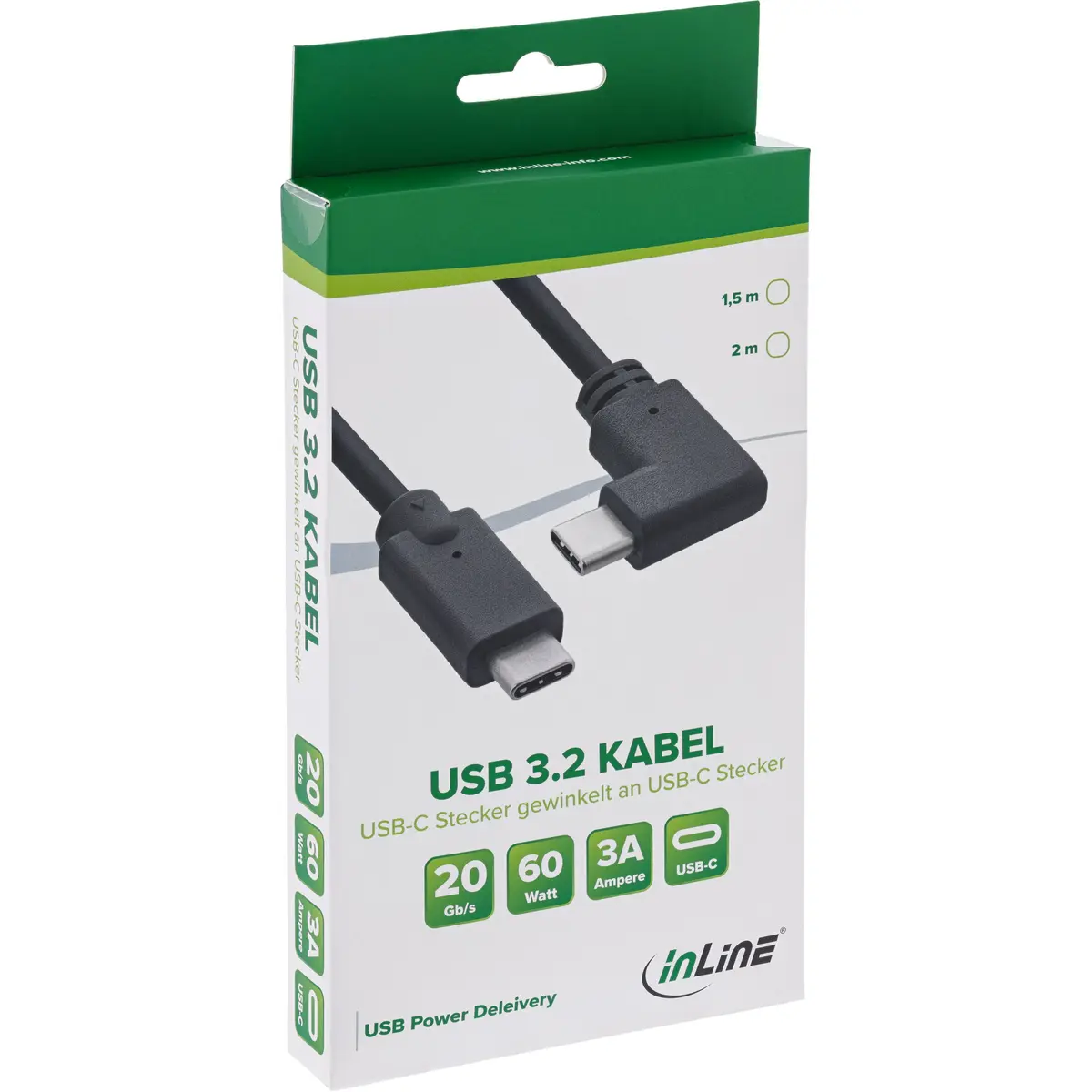 InLine USB 3.2 Gen.2 USB-C leņķa kabelis 2m Photo 2