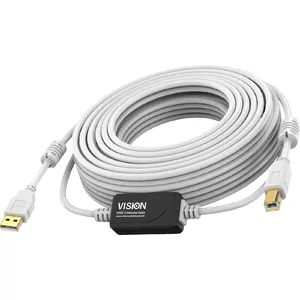 Кабель USB 2.0 Vision White 15м USB A к USB B 0.48 Gbit/c