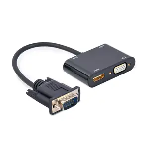 Видео-адаптер GEMBIRD A-VGA-HDMI-02 0,15 м — HDMI + VGA (D-Sub) (гнездо) на VGA (D-Sub) (штекер), чёрный