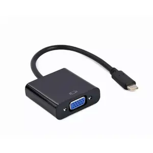 USB Type-C uz VGA adapteris Gembird A-CM-VGAF-01, 1920x1080, USB 3.2 Gen 1, melns, kabelis 0.15 m