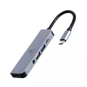 Gembird A-CM-COMBO5-02 dokstacija Vadu USB 3.2 Gen 1 (3.1 Gen 1) Type-C Sudrabs