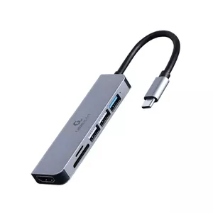 Gembird A-CM-COMBO6-02 dokstacija Vadu USB 3.2 Gen 1 (3.1 Gen 1) Type-C Pelēks