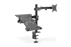 DIGITUS Single Monitor and Notebook Mount DA-90436 with Desk Clamp, 9 kg Capacity, VESA 75x75 and 100x100 mm, Black