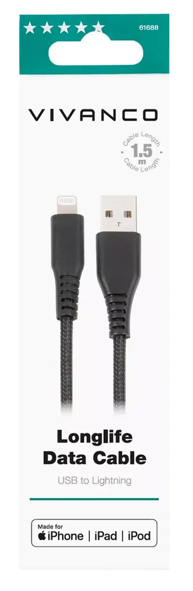 Кабель Vivanco LongLife 1.5 м Черный Photo 2