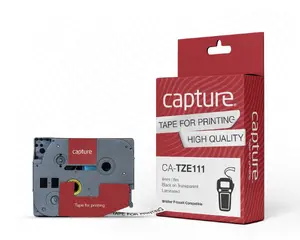 Лента для маркировки Capture CA-TZE111 Черный на прозрачном Нейлон 6 мм Ширина 8 м Длина Совместимость с P-Touch