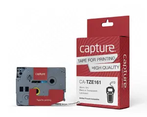Capture CA-TZE161 Label-Making Tape Black on Transparent 3.6 cm 8 m Nylon Compatible with Brother P-Touch