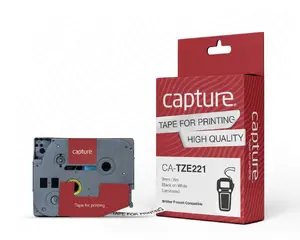 Marķēšanas lente Capture CA-TZE221 Melna uz balta Neilona 9 mm x 8 m Saderīga ar Brother P-Touch